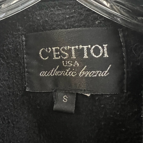 C’est Toi USA Authentic Brand 3/4 Sleeve Black Pea Coat - Picture 4 of 4